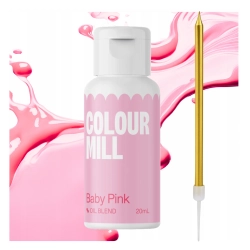 BARWNIK OLEJOWY DO MAS TŁUSTYCH KREMÓW CZEKOLADY RÓŻOWY colour mill 20ml i świeczka